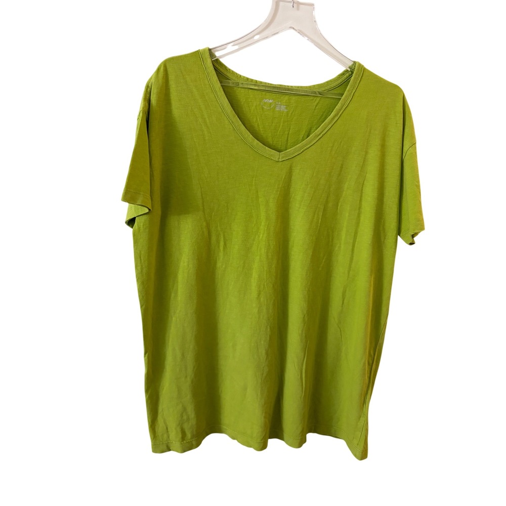 Aerie Lime Green V-Neck Short Sleeve 100% Cotton Relaxed Fit Tee Size Medium NWT